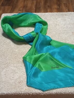 Silky Blue-Green Colorblock Women's Scarf - Italian Revelli